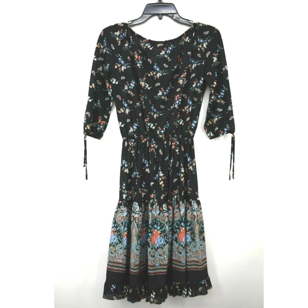 Vintage Sunshine Alley Paisley Print Midi Dress Size 6 Edgy Grunge Boho Flowy - Picture 3 of 8
